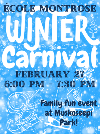 Winter theme poster with dates and info