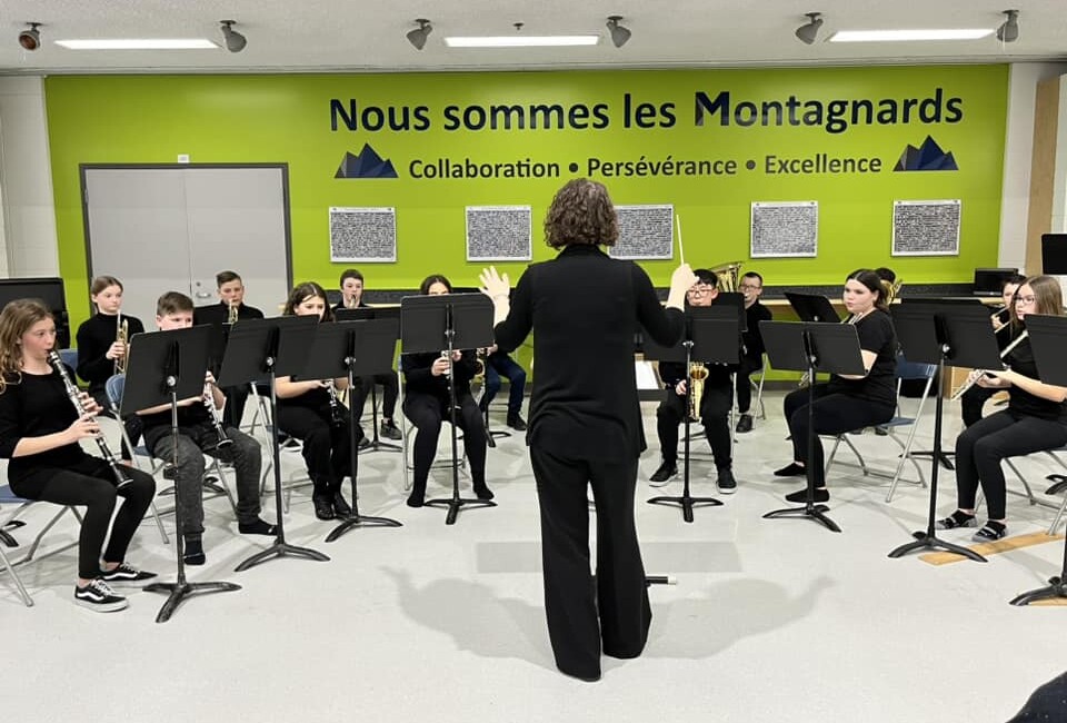 Band students performing in the foyer in December 2022